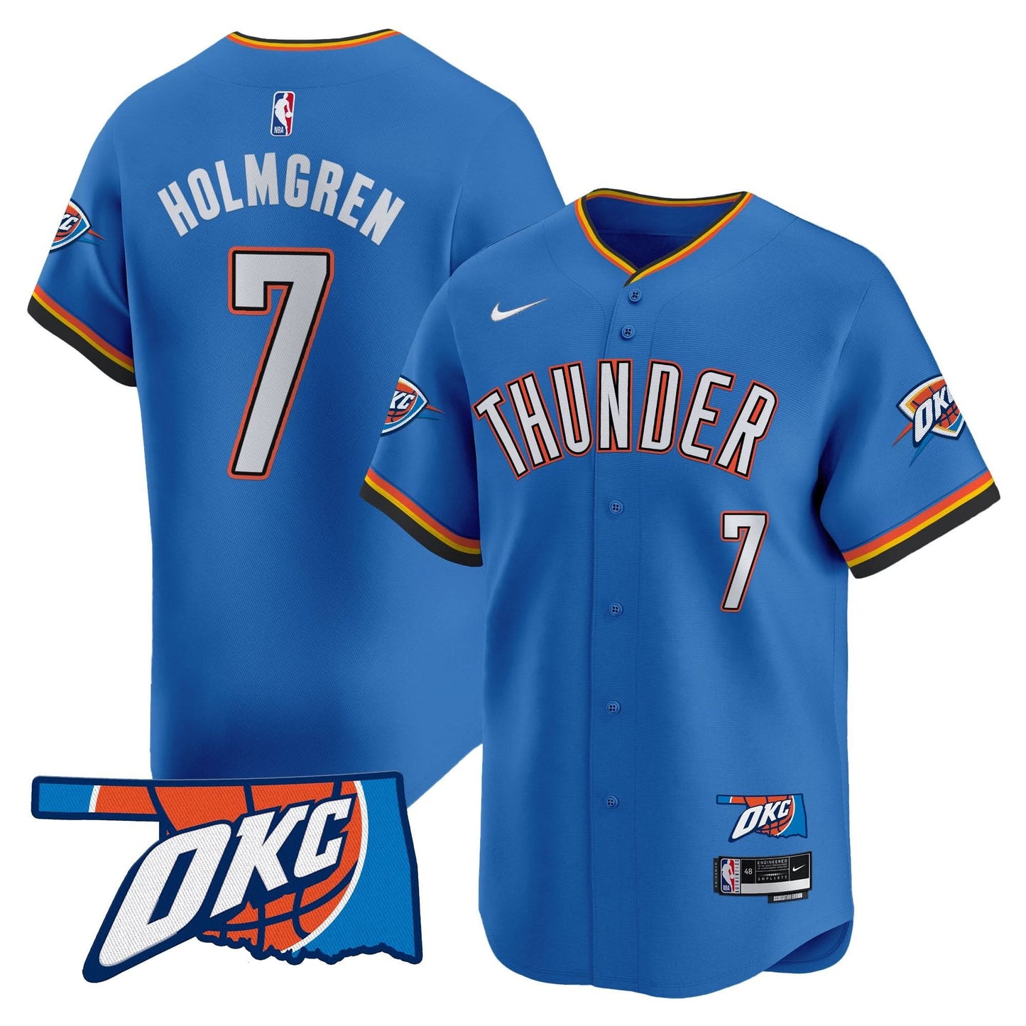 Oklahoma City Thunder Vapor Baseball Jersey - All Stitched