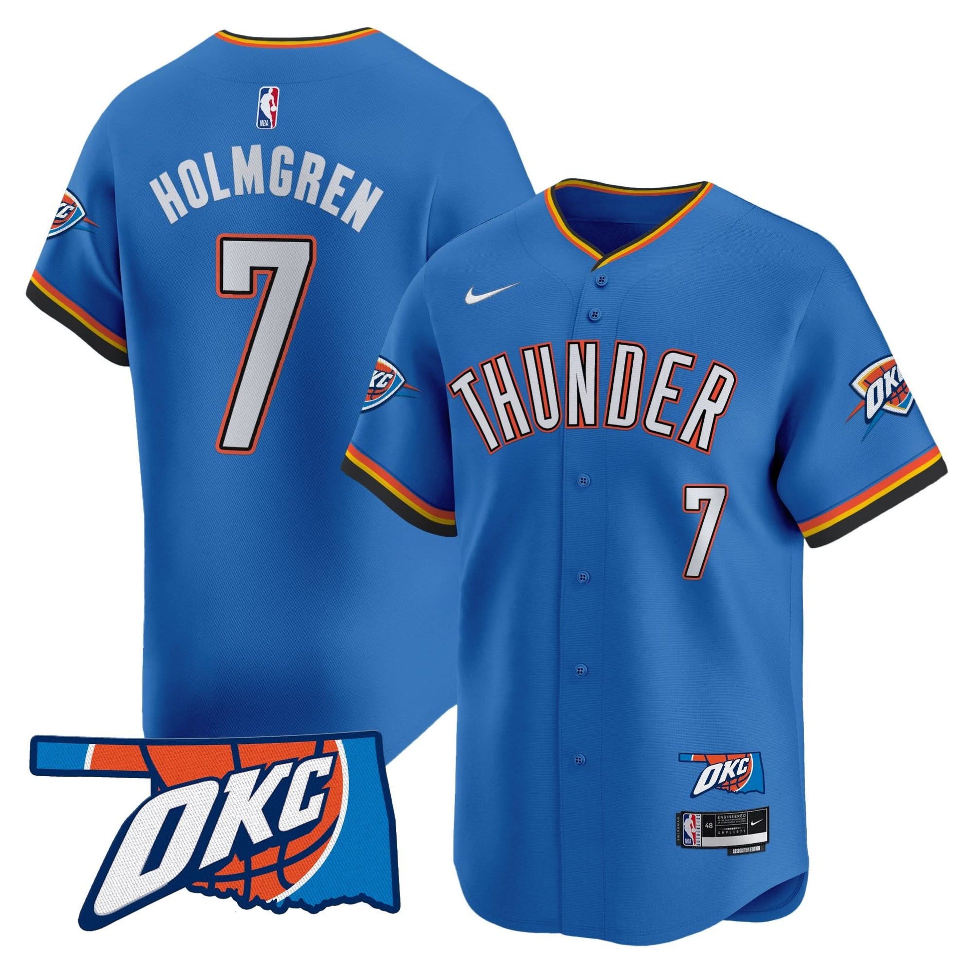 Oklahoma City Thunder Vapor Baseball Jersey - All Stitched