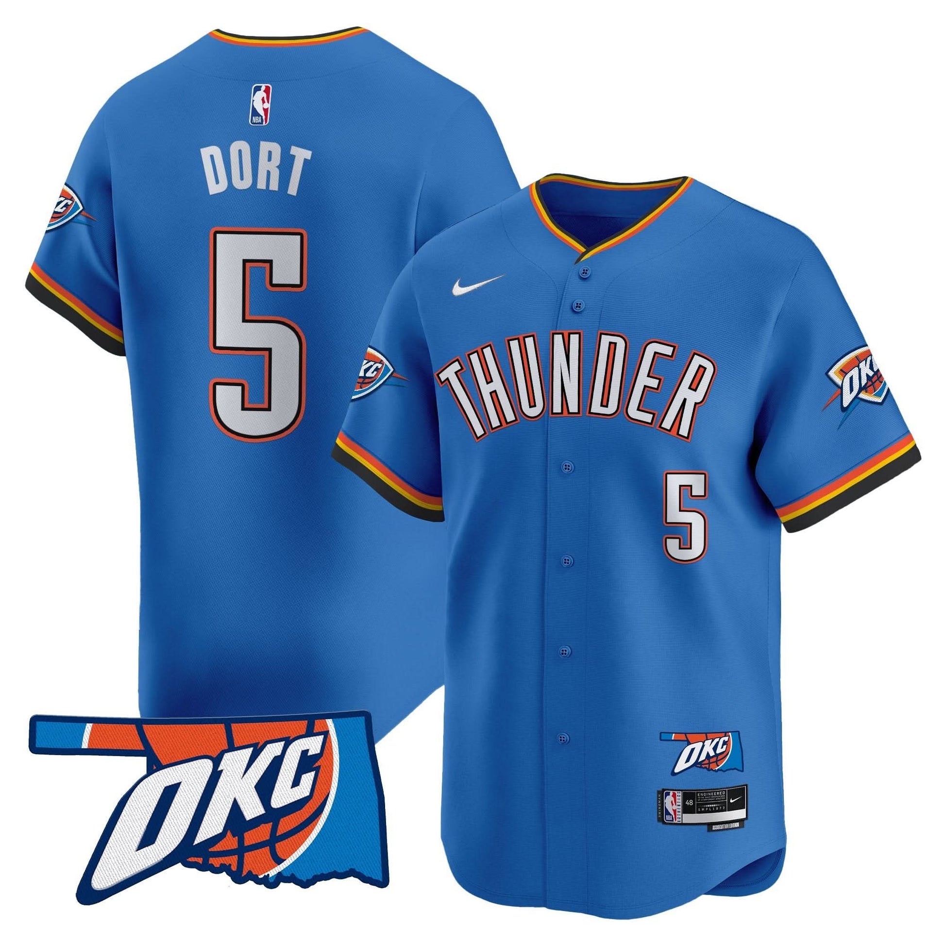 Oklahoma City Thunder Vapor Baseball Jersey - All Stitched
