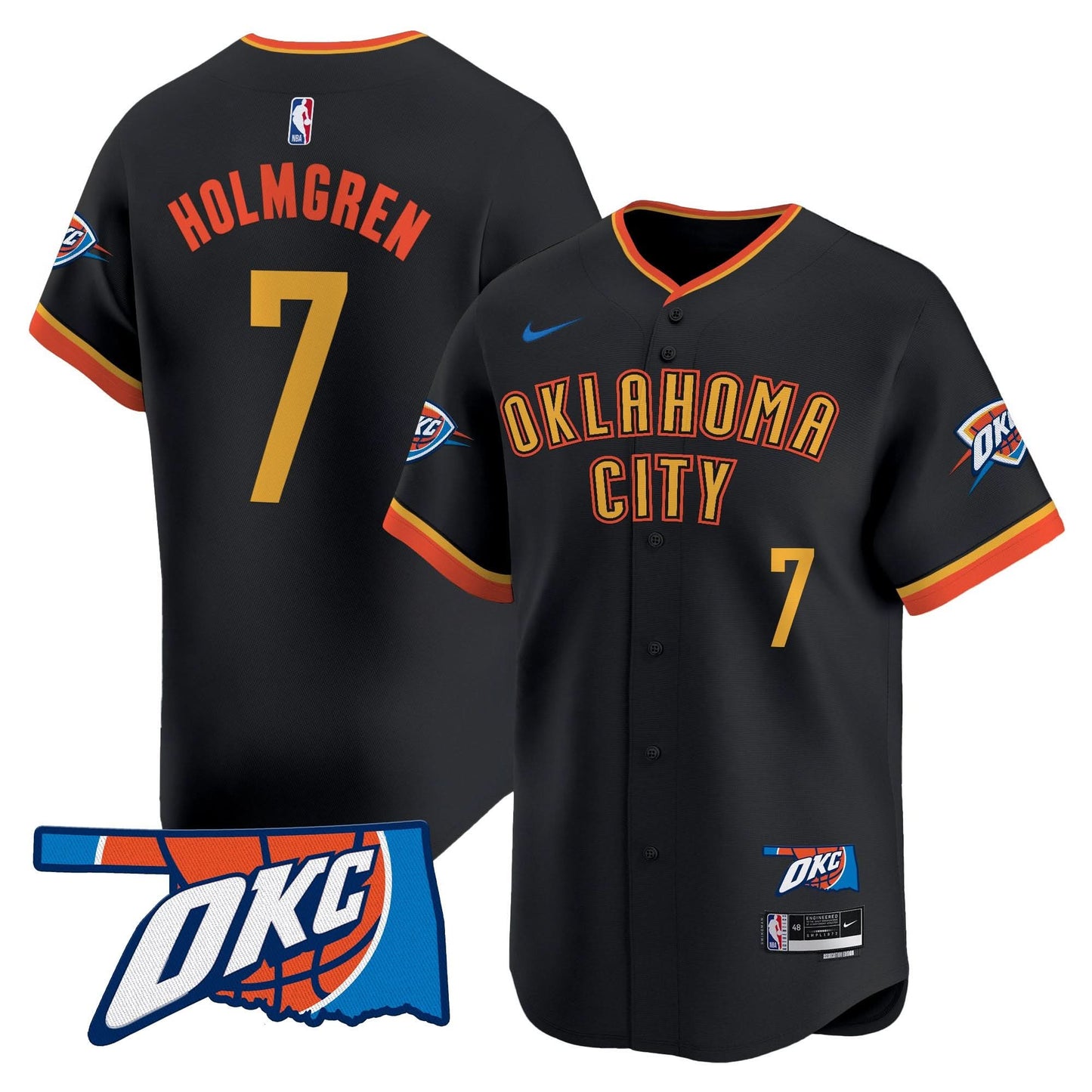 Oklahoma City Thunder Vapor Baseball Jersey - All Stitched