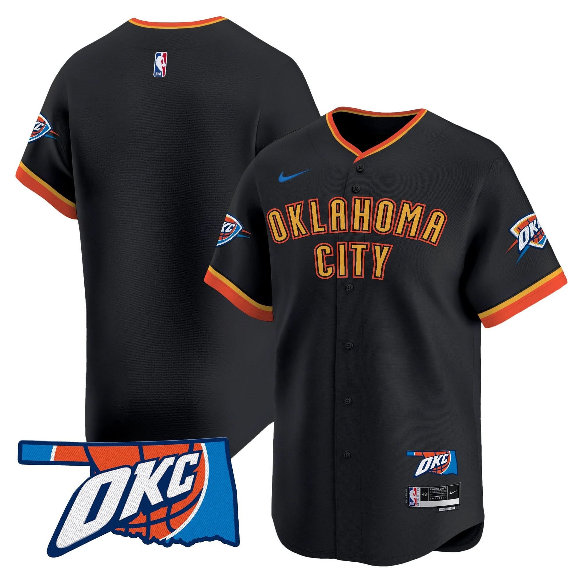 Oklahoma City Thunder Vapor Baseball Jersey - All Stitched