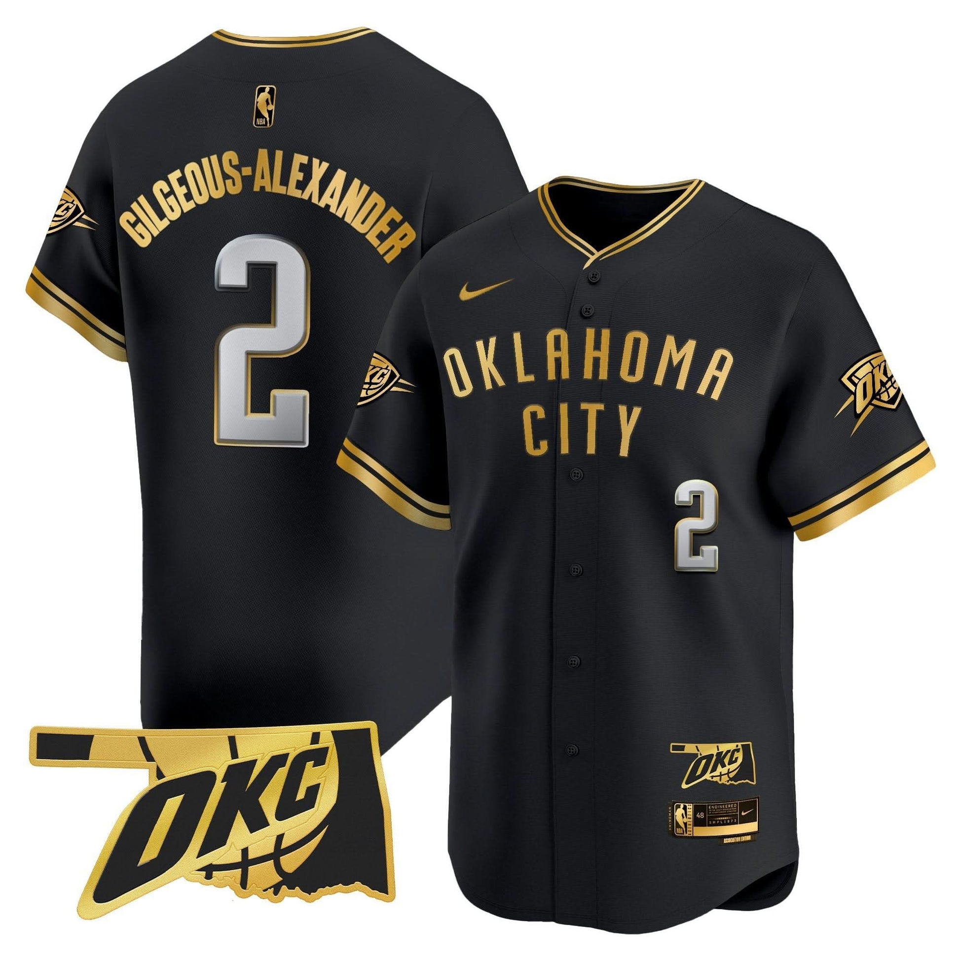 Oklahoma City Thunder Vapor Baseball Jersey - All Stitched