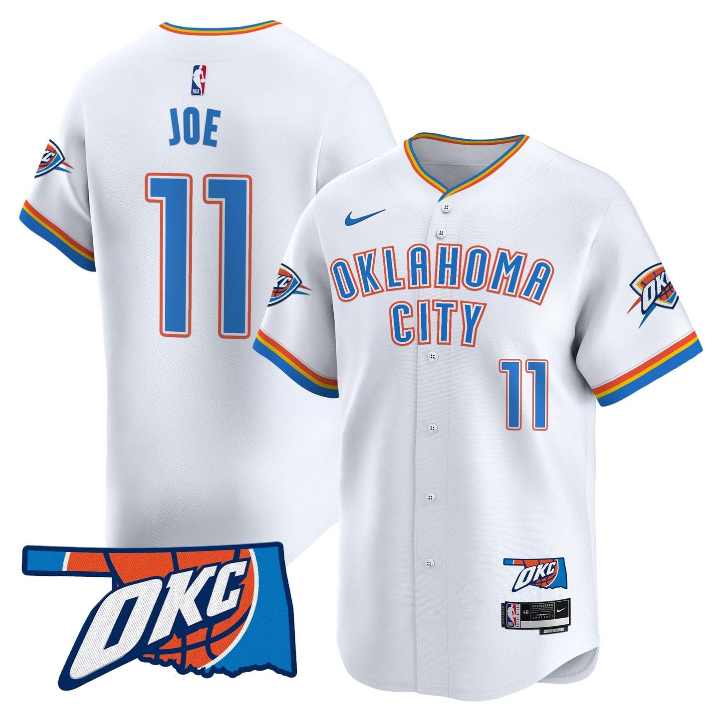 Oklahoma City Thunder Vapor Baseball Jersey - All Stitched