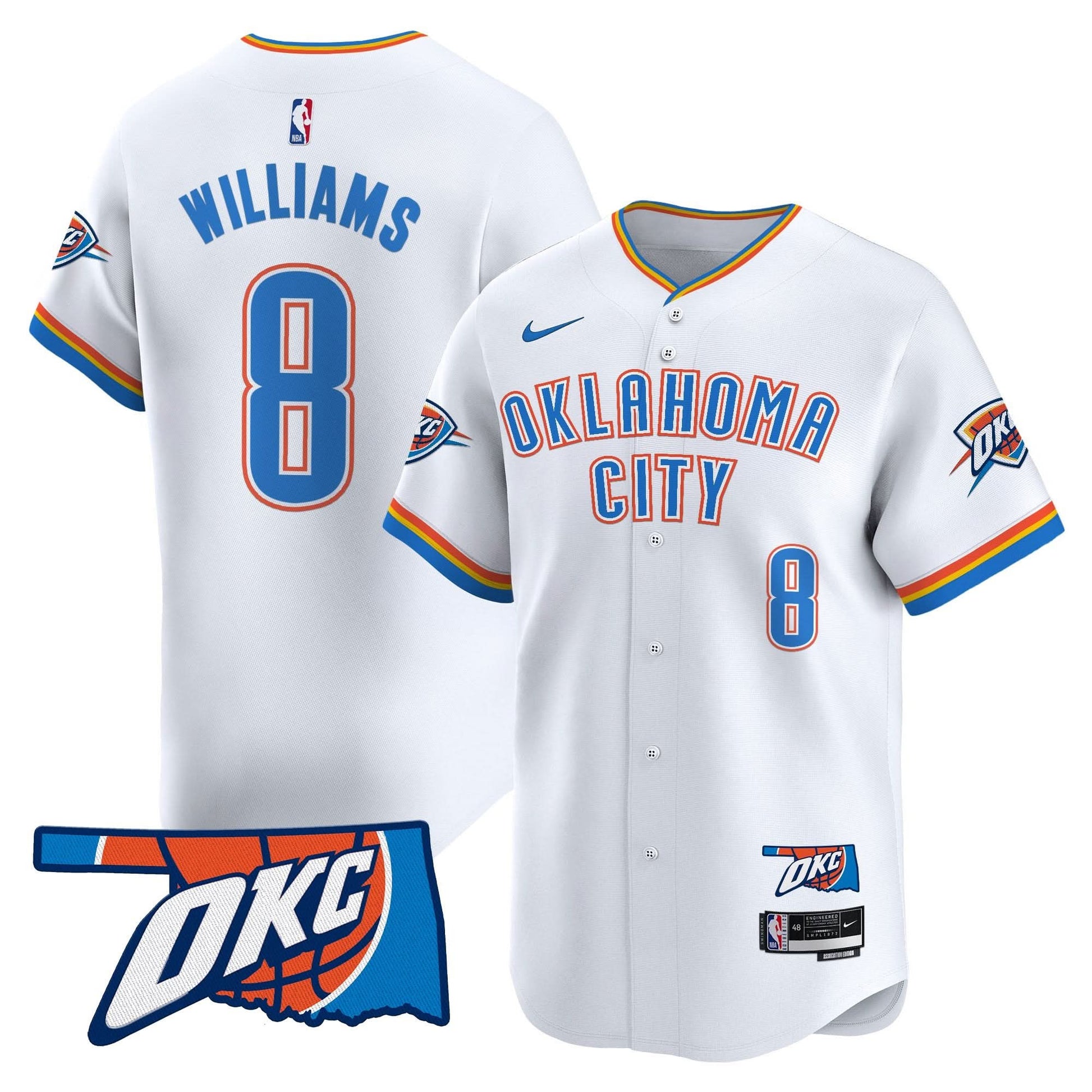 Oklahoma City Thunder Vapor Baseball Jersey - All Stitched