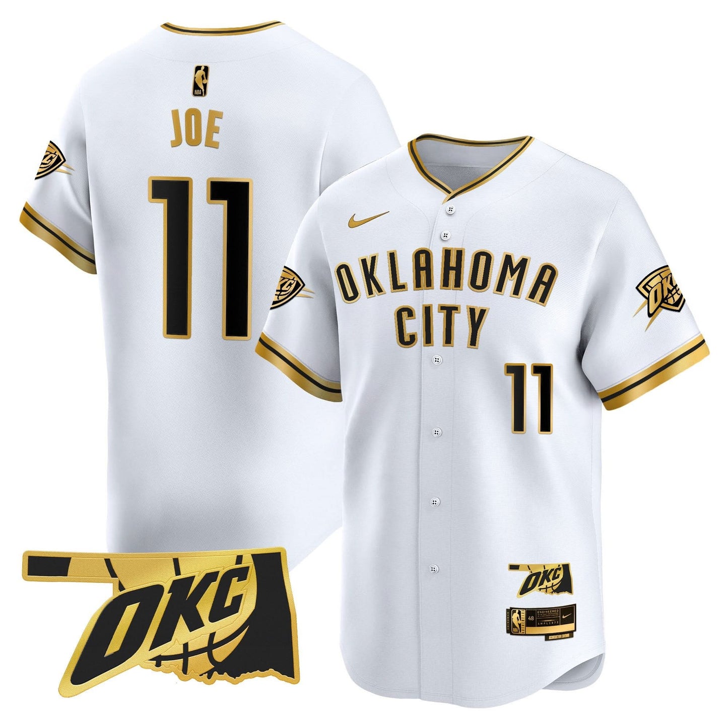 Oklahoma City Thunder Vapor Baseball Jersey - All Stitched