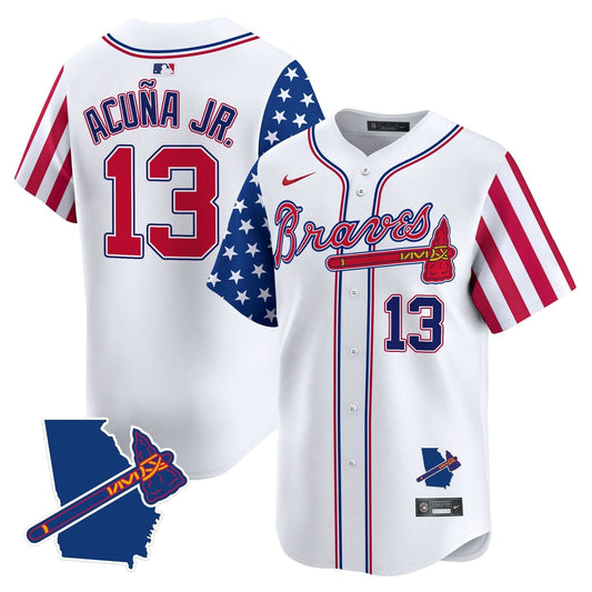 Atlanta Braves 2025 Independence Day Vapor Premier Limited Jersey N1 - All Stitched