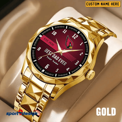 Arizona Cardinals Best Dad Ever Luxury Diamond Men Watch Father's Day Gift