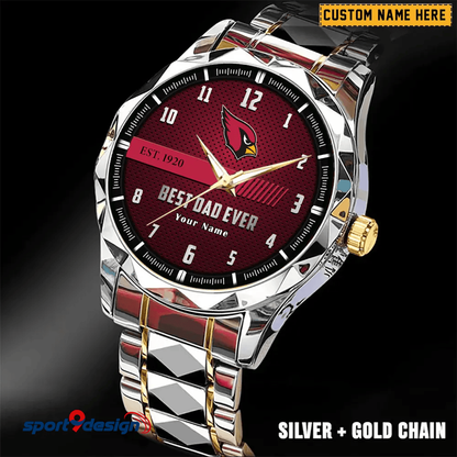 Arizona Cardinals Best Dad Ever Luxury Diamond Men Watch Father's Day Gift
