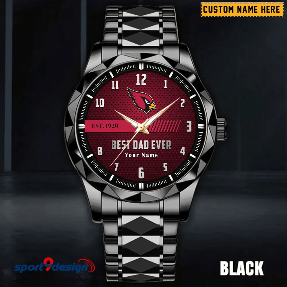 Arizona Cardinals Best Dad Ever Luxury Diamond Men Watch Father's Day Gift