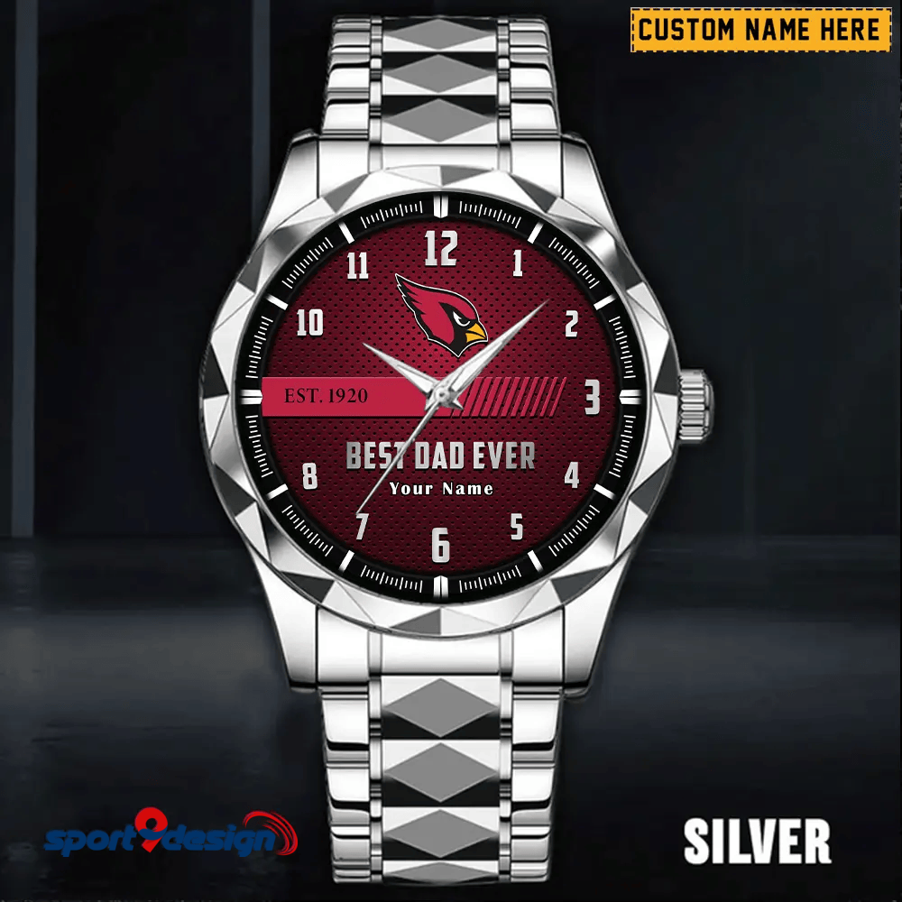 Arizona Cardinals Best Dad Ever Luxury Diamond Men Watch Father's Day Gift