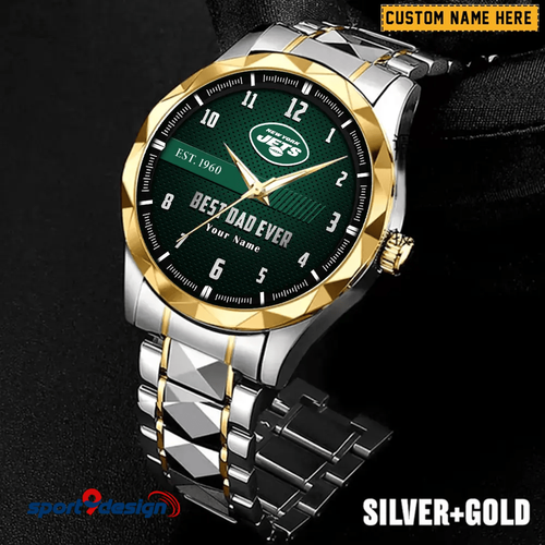 New York Jets Best Dad Ever Luxury Diamond Men Watch Father's Day Gift