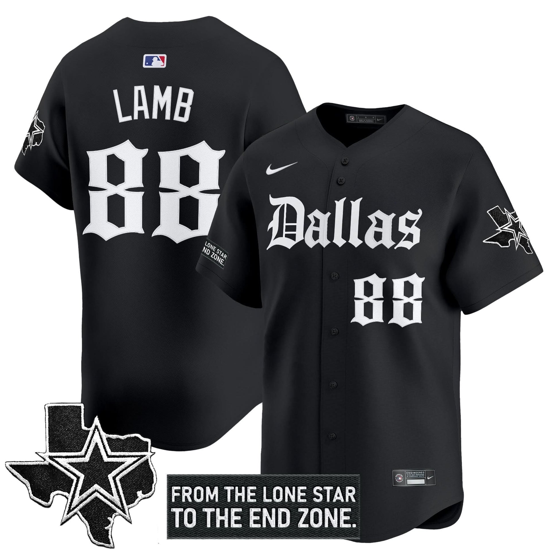 Dallas Cowboys 'Gothic Lone Star Edition' Vapor Baseball Jersey - All Stitched