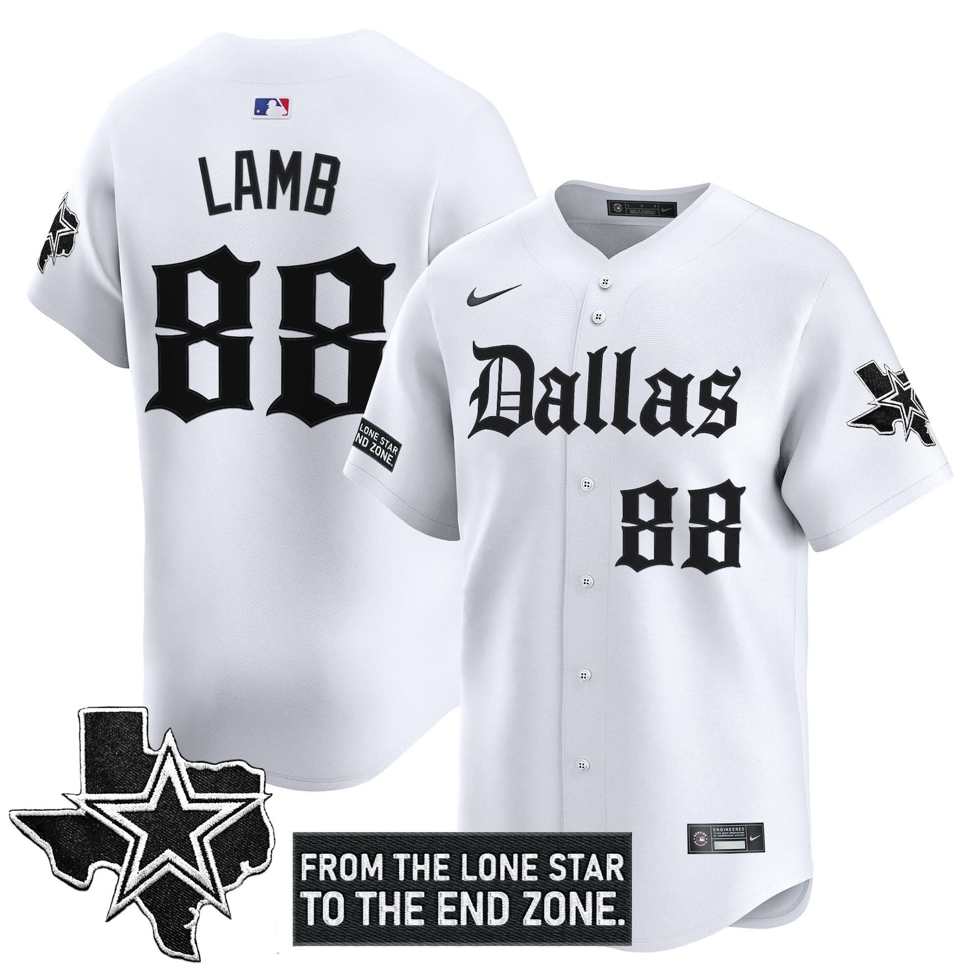 Dallas Cowboys 'Gothic Lone Star Edition' Vapor Baseball Jersey - All Stitched