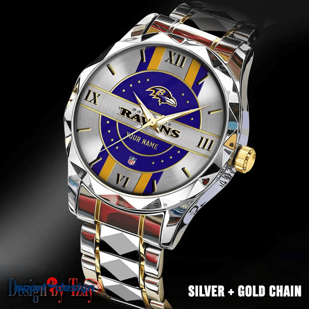 Baltimore Ravens Business Watch For Men Automatic Mechanical Stainless Steel Band 2025