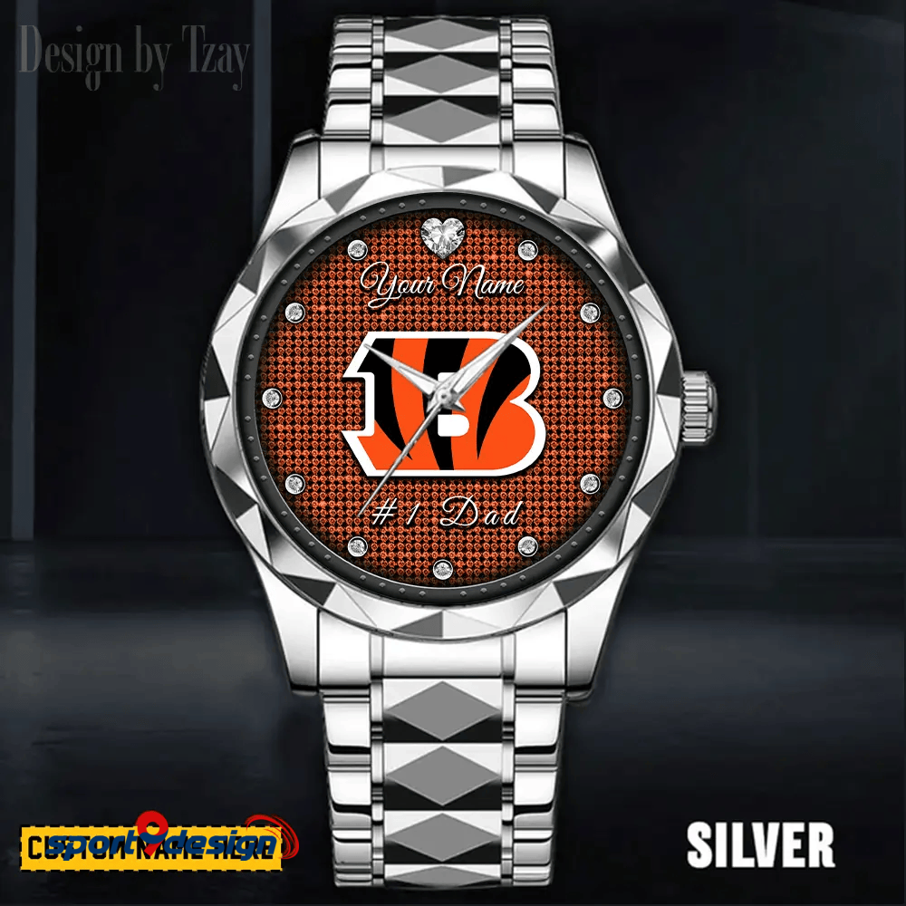 Cincinnati Bengals #1 Dad Luxury Diamond Men Watch Father's Day Gift