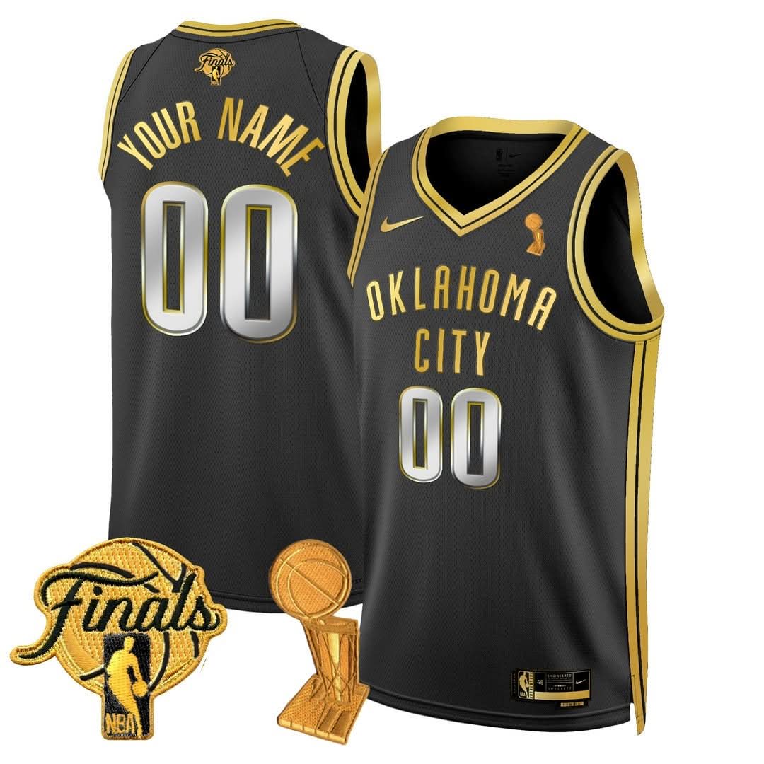 Custom Gender/Name OKC Thunder 24/25 Jersey - Trophy + Final Patch - All Stitched