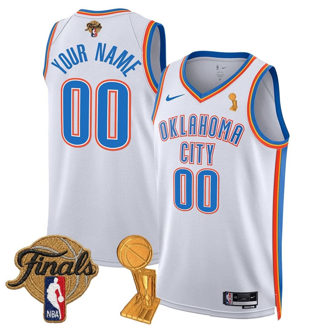 Custom Gender/Name OKC Thunder 24/25 Jersey - Trophy + Final Patch - All Stitched