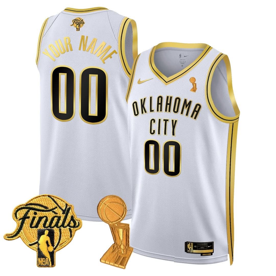 Custom Gender/Name OKC Thunder 24/25 Jersey - Trophy + Final Patch - All Stitched