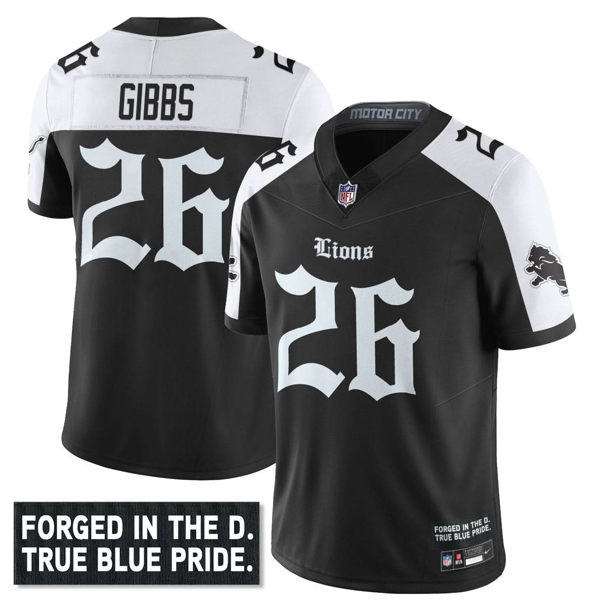 Detroit Lions 'Gothic Motor City Edition' Vapor Limited Jersey - All Stitched