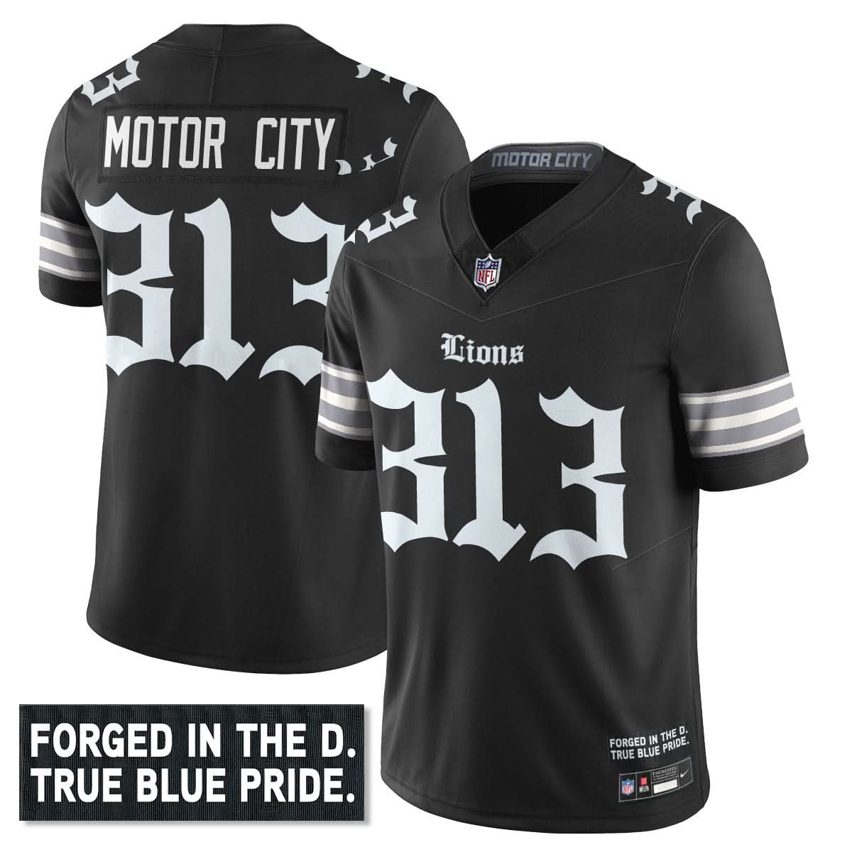 Detroit Lions 'Gothic Motor City Edition' Vapor Limited Jersey - All Stitched