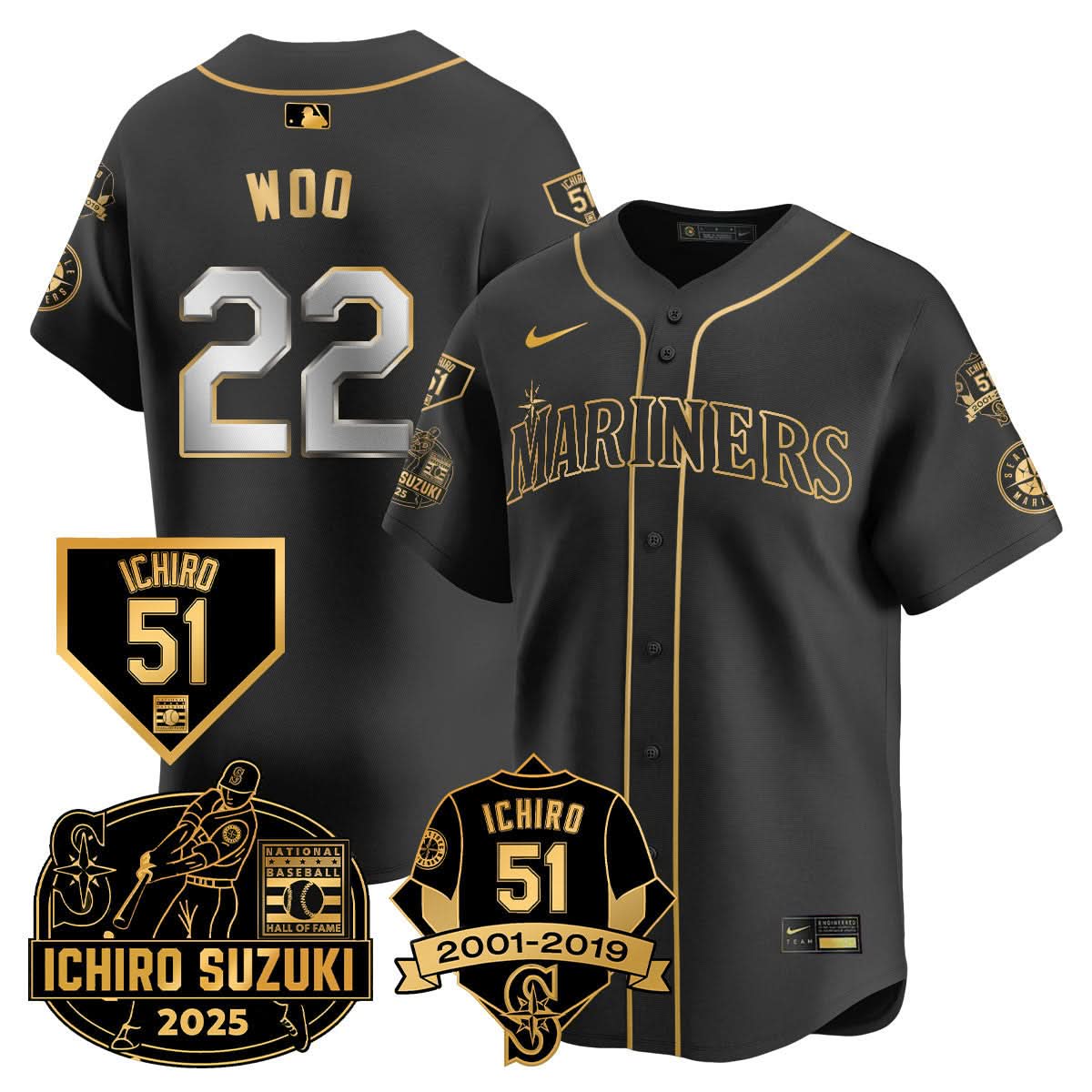 Seattle Mariners Ichiro Number Retirement Jersey - All Stitched