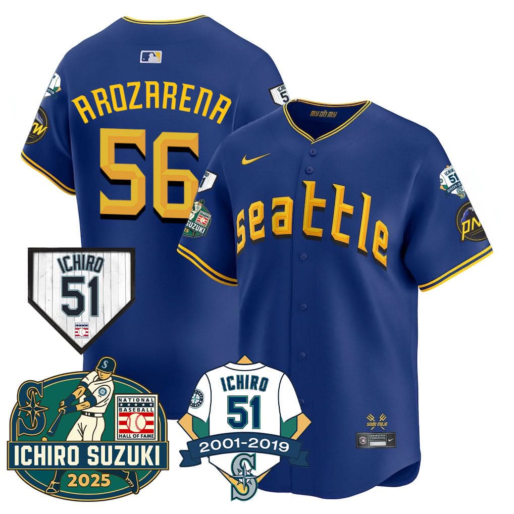 Seattle Mariners Ichiro Number Retirement Jersey - All Stitched