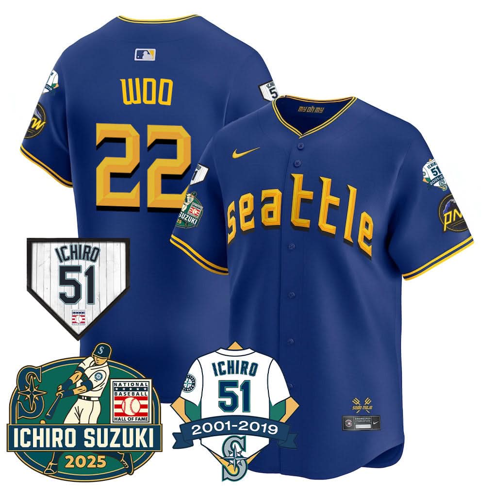 Seattle Mariners Ichiro Number Retirement Jersey - All Stitched