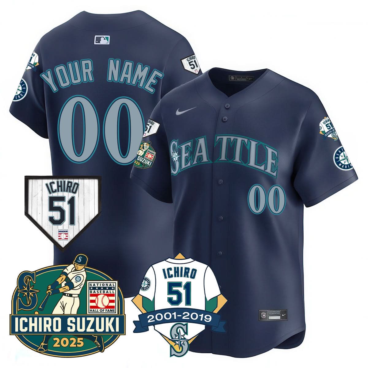 Seattle Mariners Ichiro Number Retirement Jersey - All Stitched
