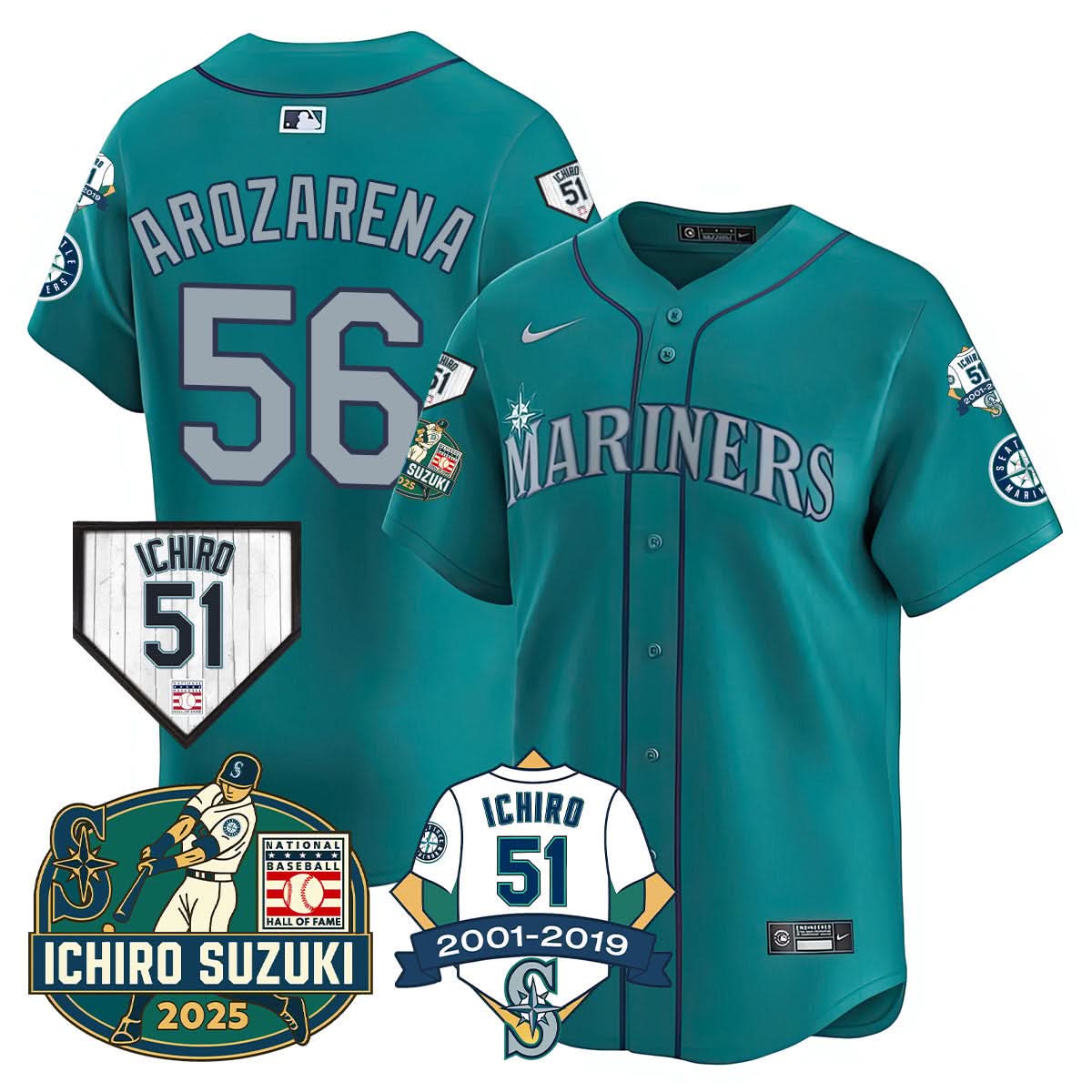 Seattle Mariners Ichiro Number Retirement Jersey - All Stitched
