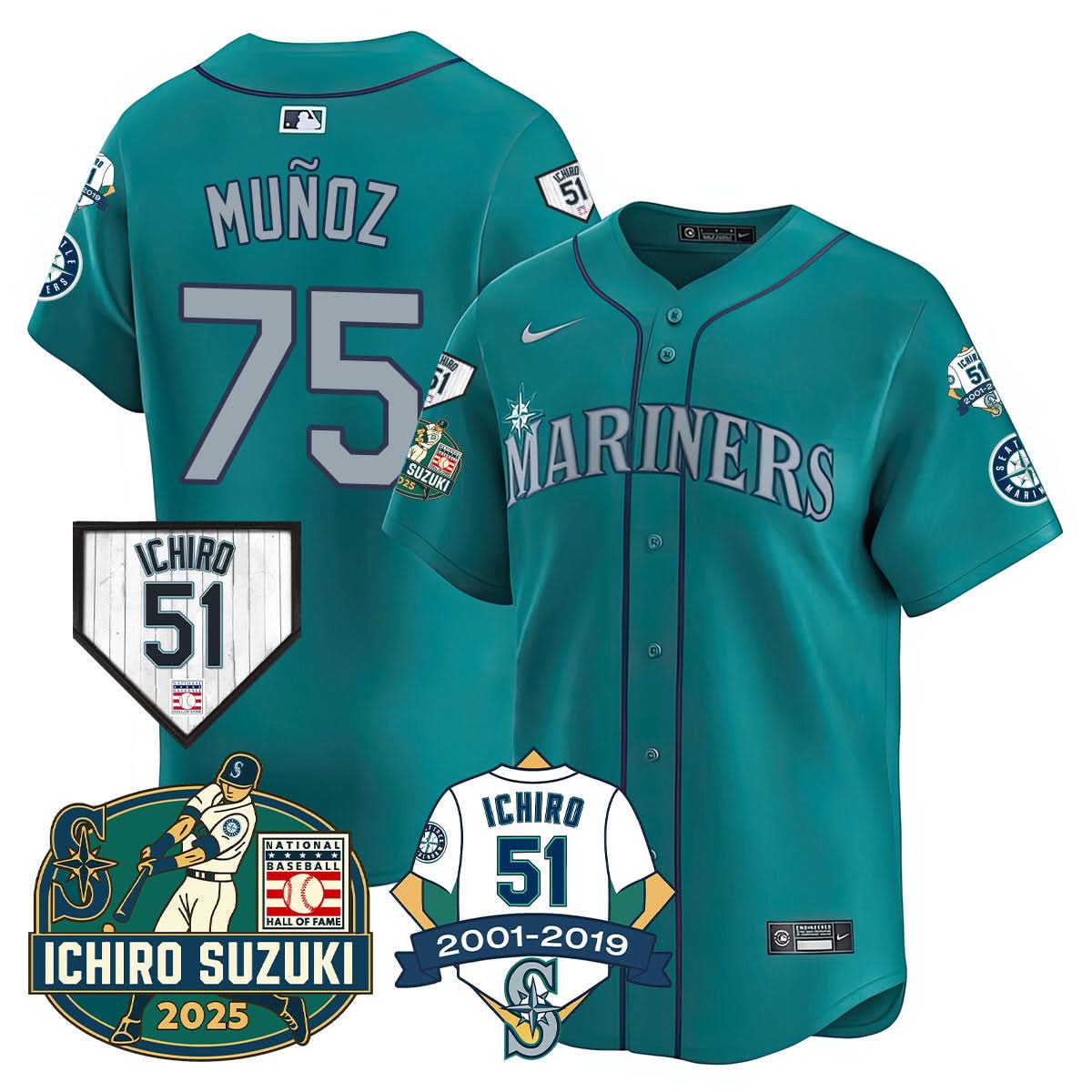 Seattle Mariners Ichiro Number Retirement Jersey - All Stitched
