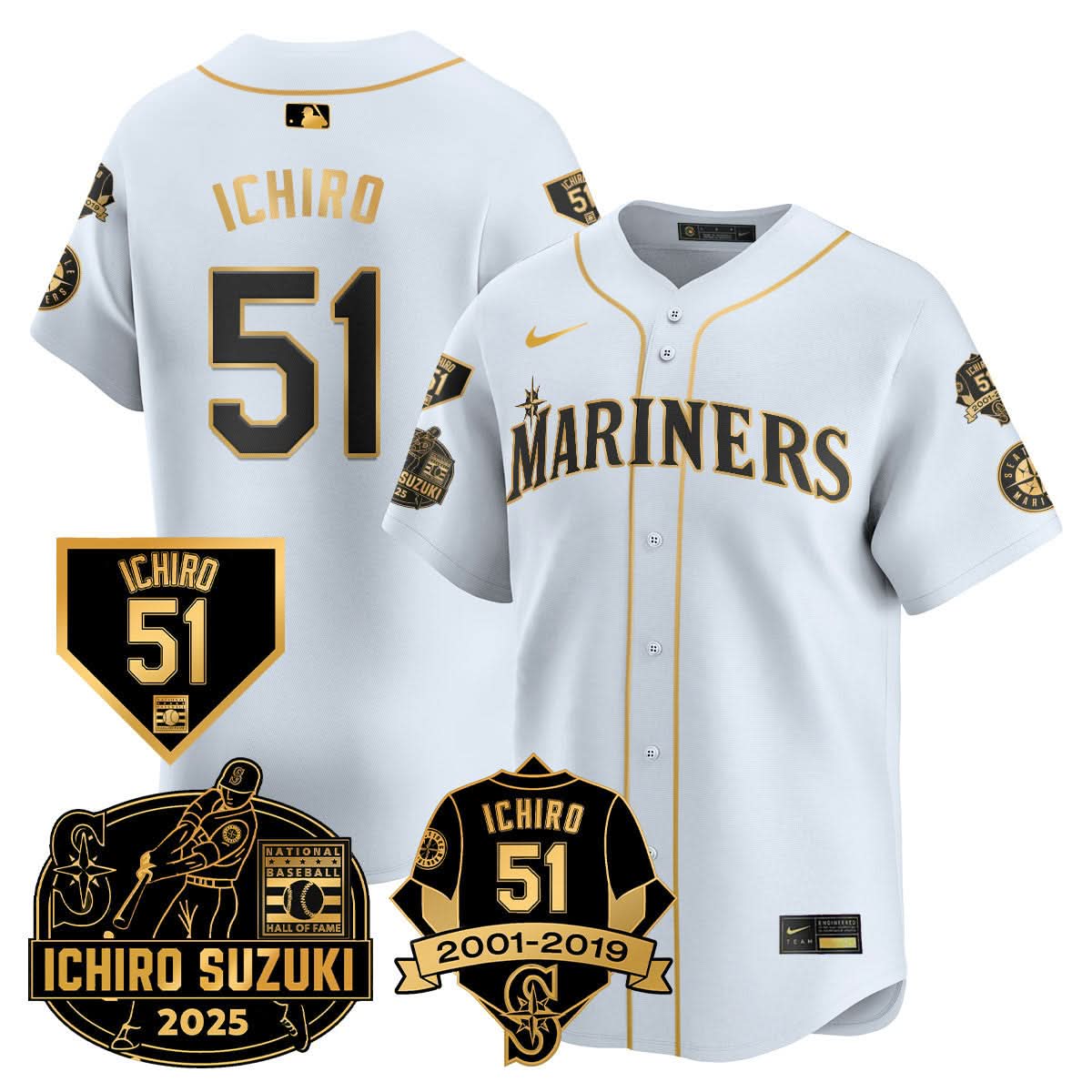 Seattle Mariners Ichiro Number Retirement Jersey - All Stitched