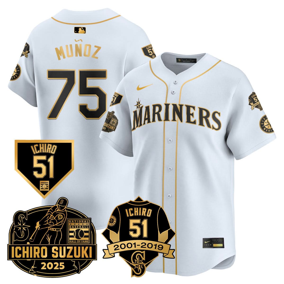 Seattle Mariners Ichiro Number Retirement Jersey - All Stitched