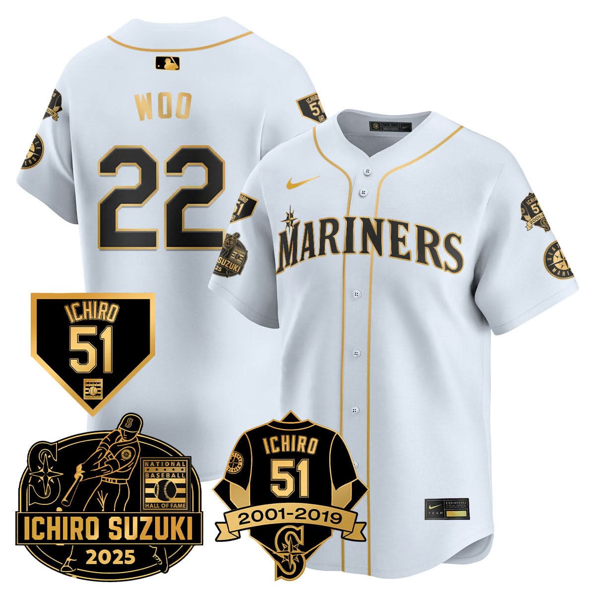 Seattle Mariners Ichiro Number Retirement Jersey - All Stitched
