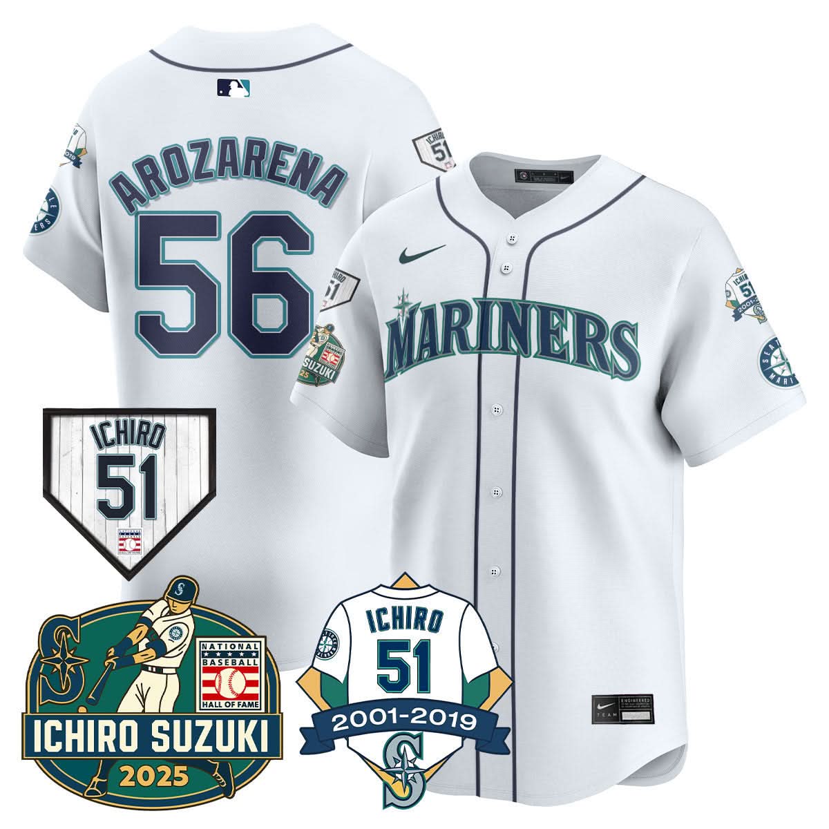Seattle Mariners Ichiro Number Retirement Jersey - All Stitched