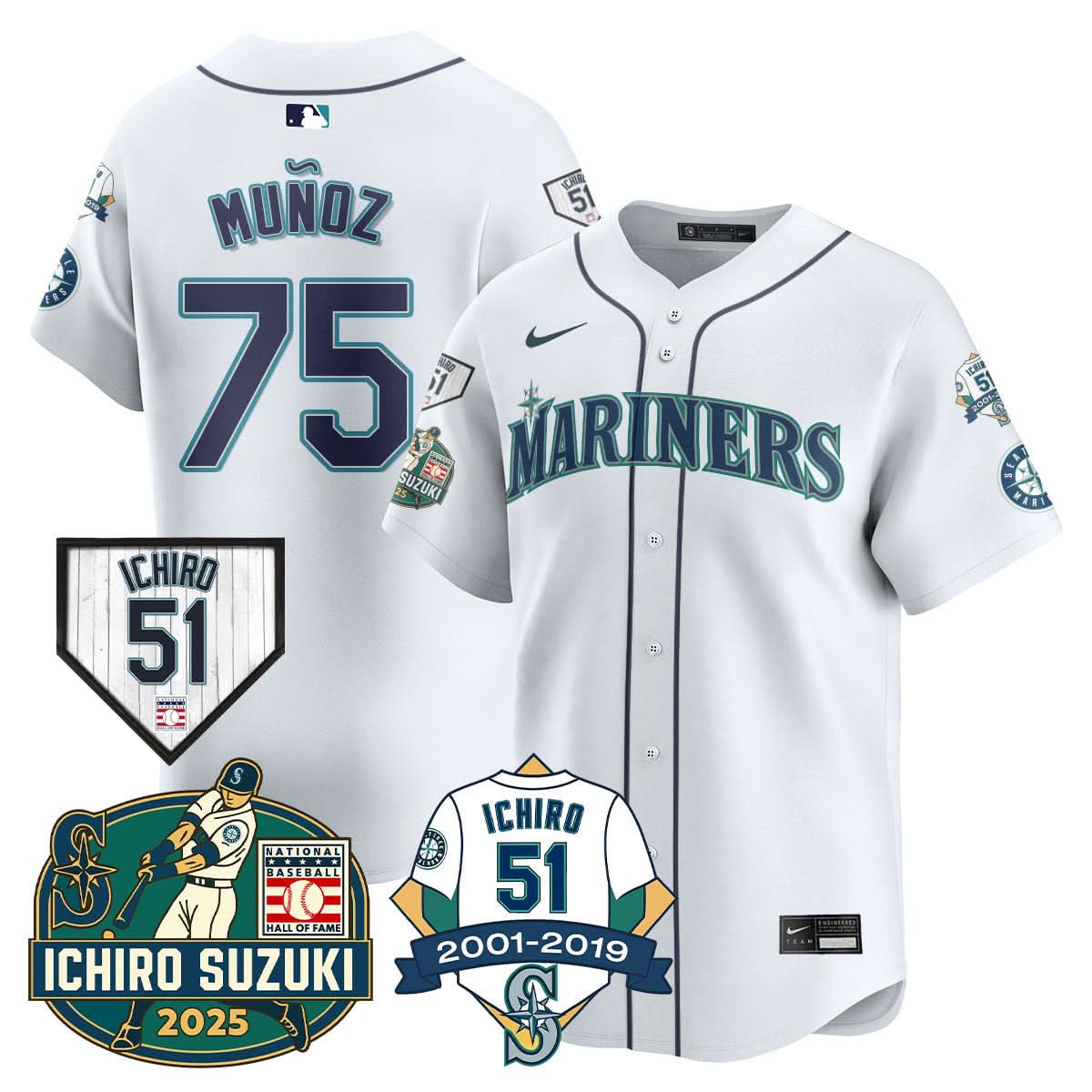 Seattle Mariners Ichiro Number Retirement Jersey - All Stitched