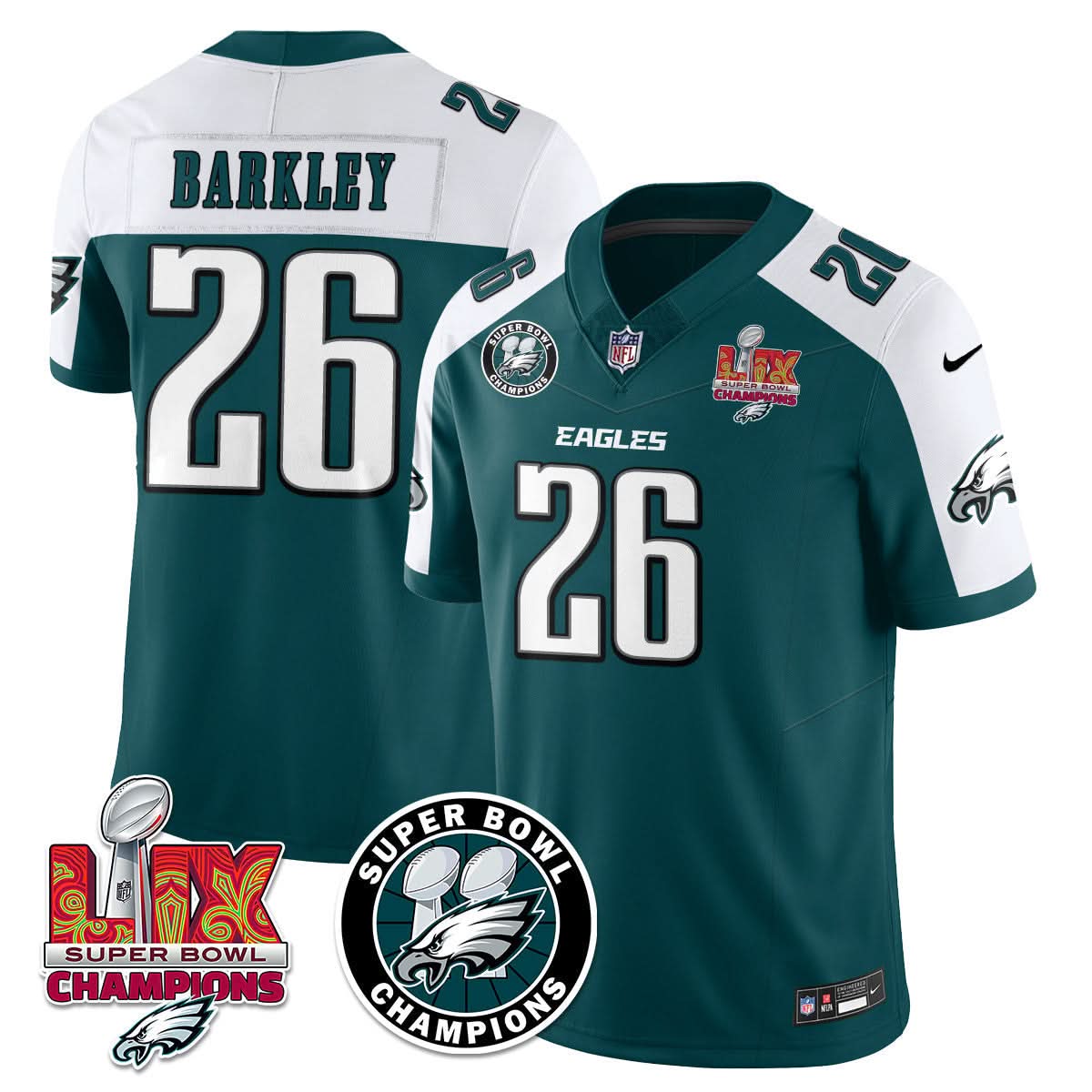 Philadelphia Eagles Super Bowl LIX Champions Jersey - All Stitched