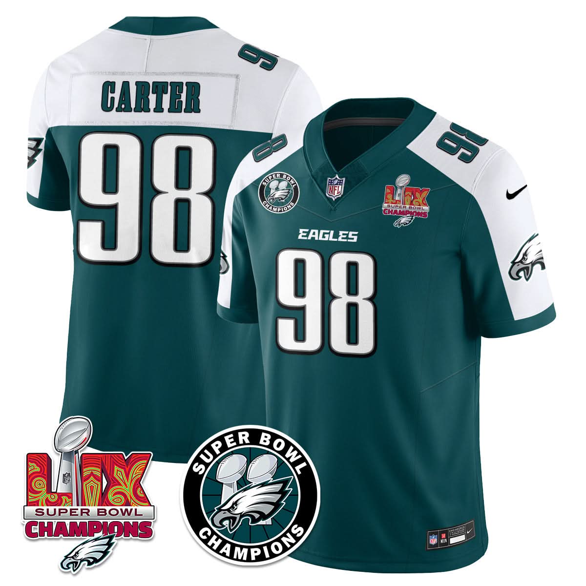 Philadelphia Eagles Super Bowl LIX Champions Jersey - All Stitched
