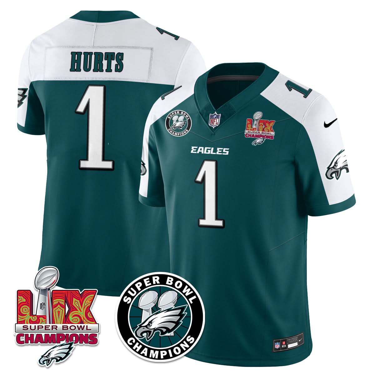 Philadelphia Eagles Super Bowl LIX Champions Jersey - All Stitched