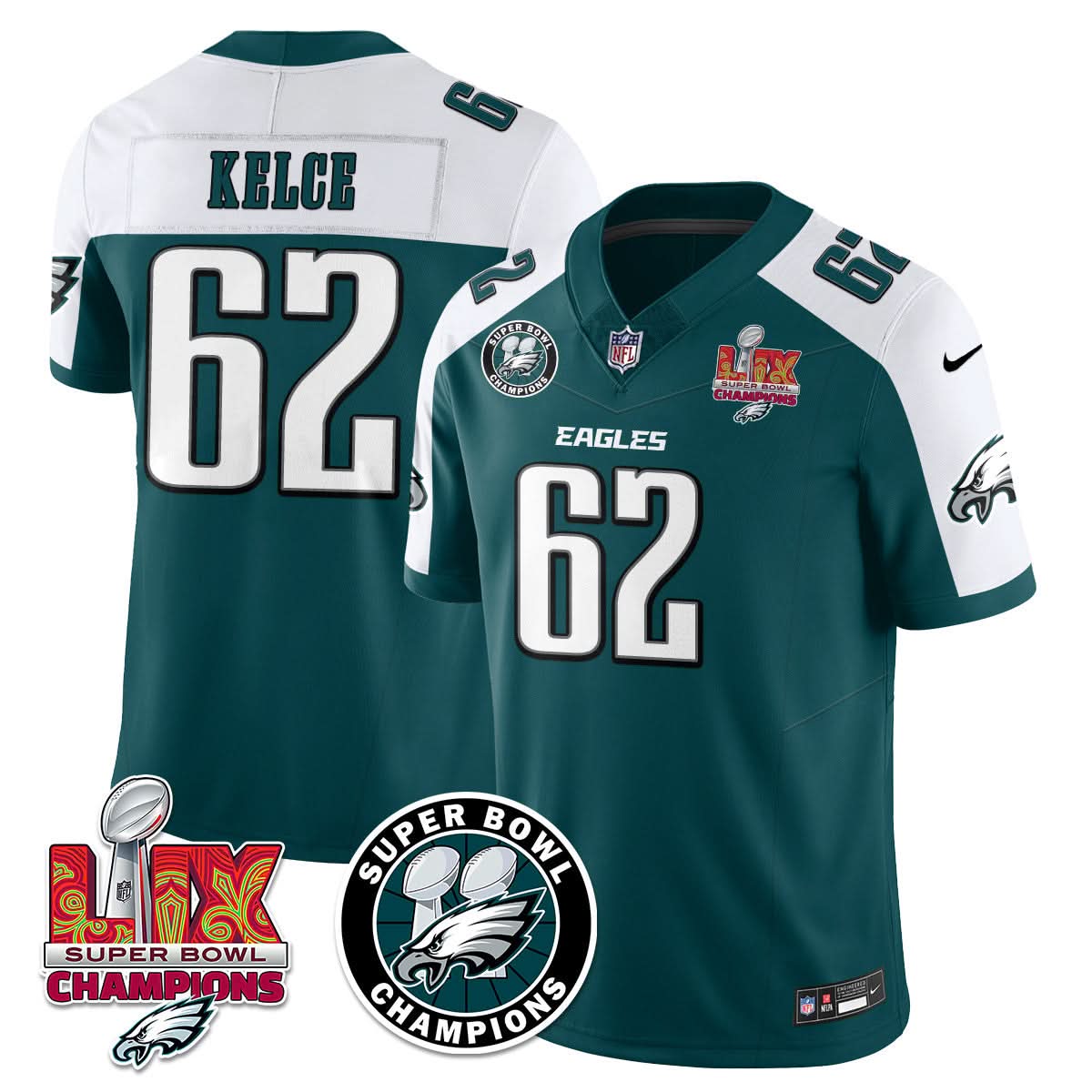 Philadelphia Eagles Super Bowl LIX Champions Jersey - All Stitched