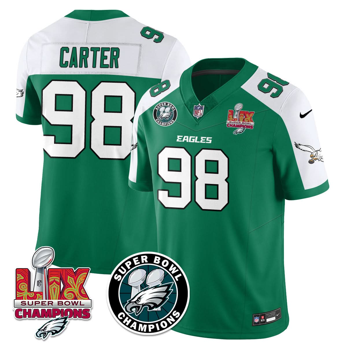 Philadelphia Eagles Super Bowl LIX Champions Jersey - All Stitched