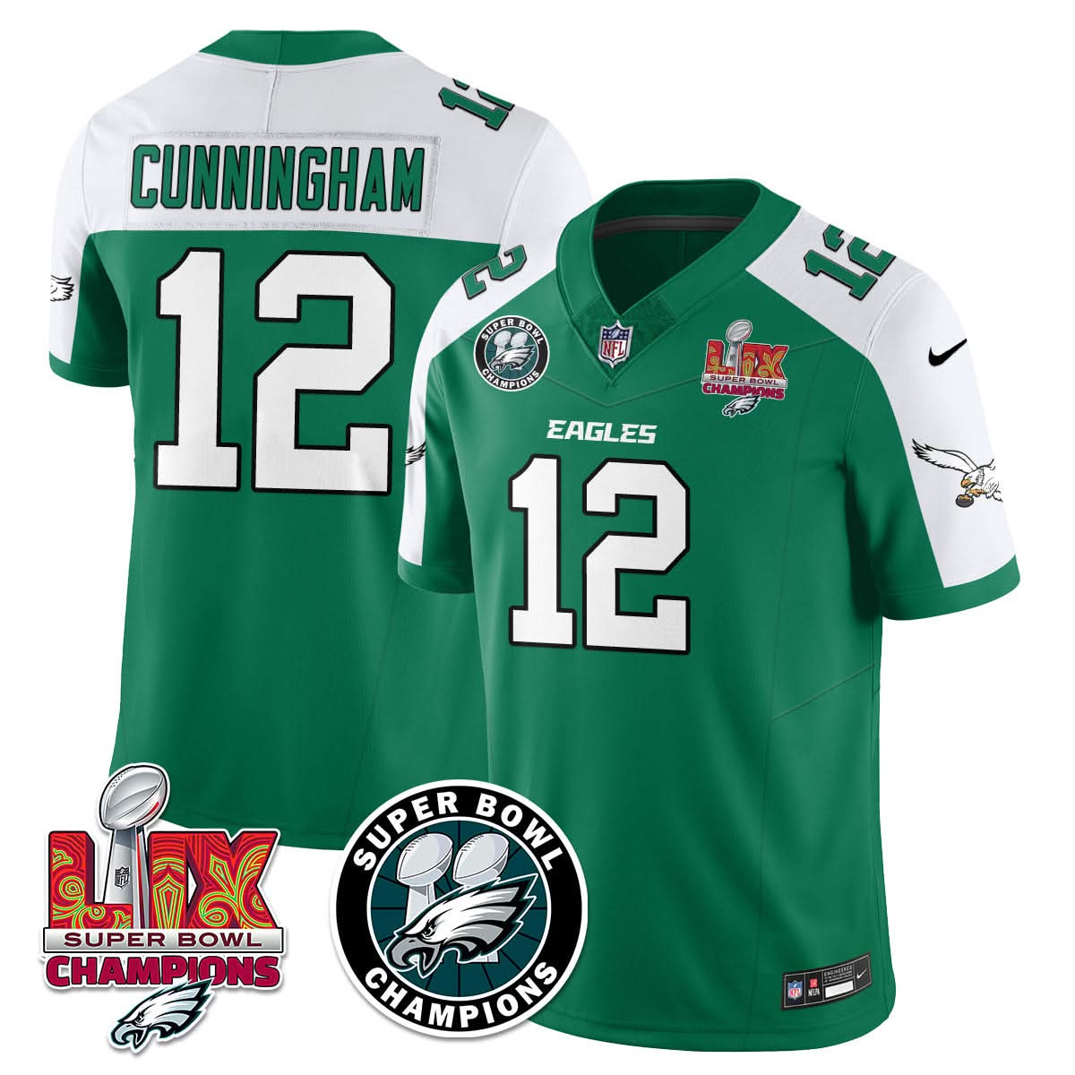 Philadelphia Eagles Super Bowl LIX Champions Jersey - All Stitched