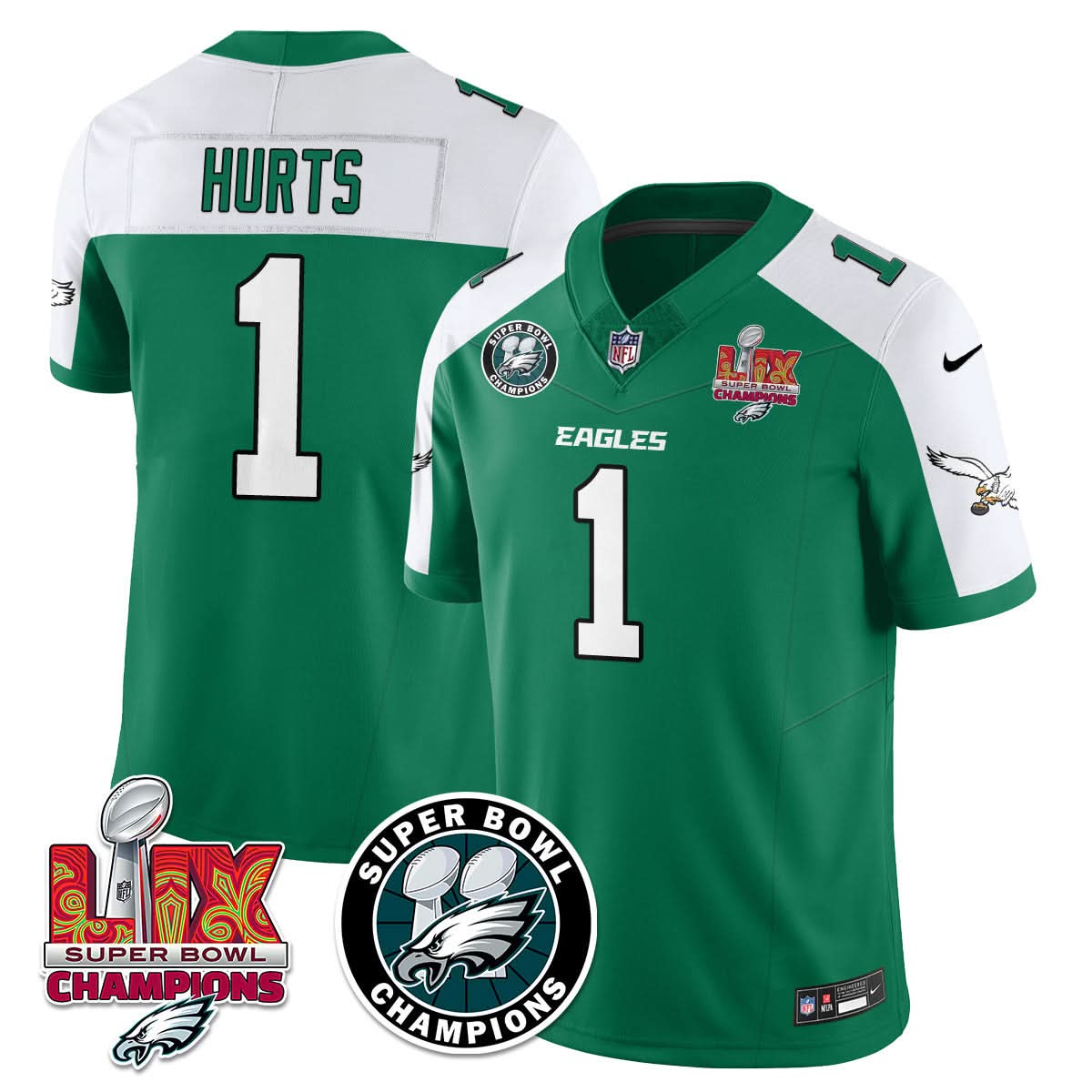 Philadelphia Eagles Super Bowl LIX Champions Jersey - All Stitched