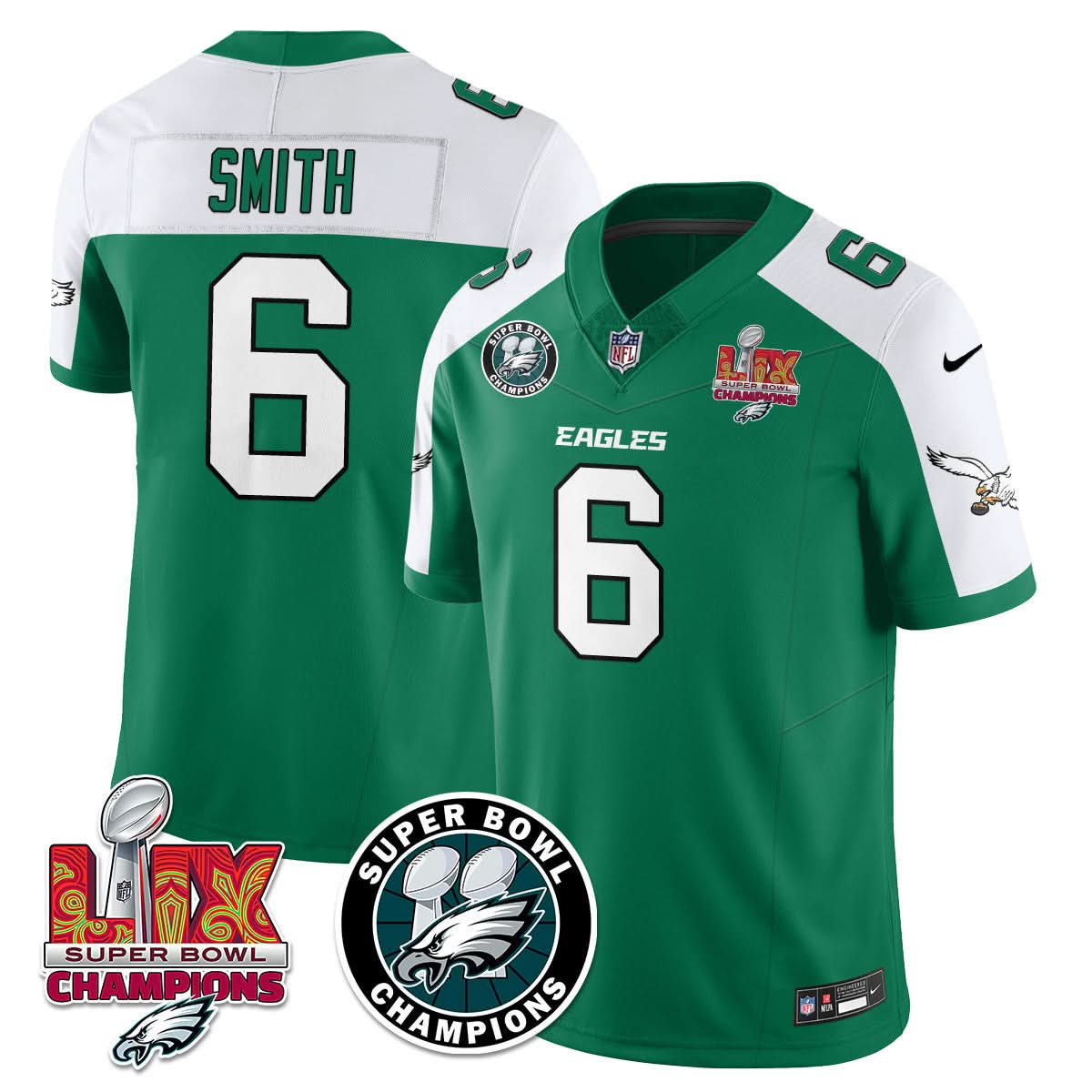 Philadelphia Eagles Super Bowl LIX Champions Jersey - All Stitched