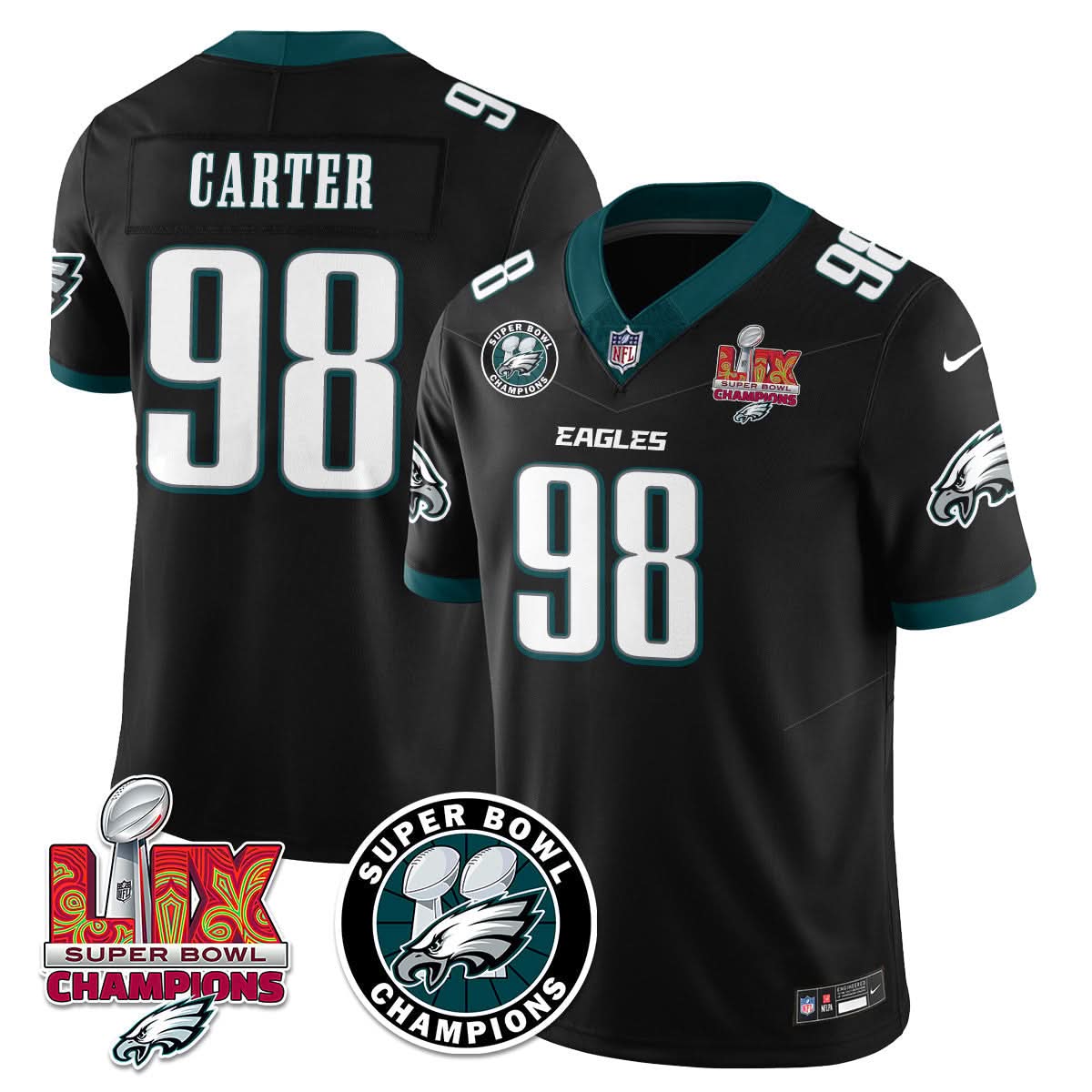 Philadelphia Eagles Super Bowl LIX Champions Jersey - All Stitched