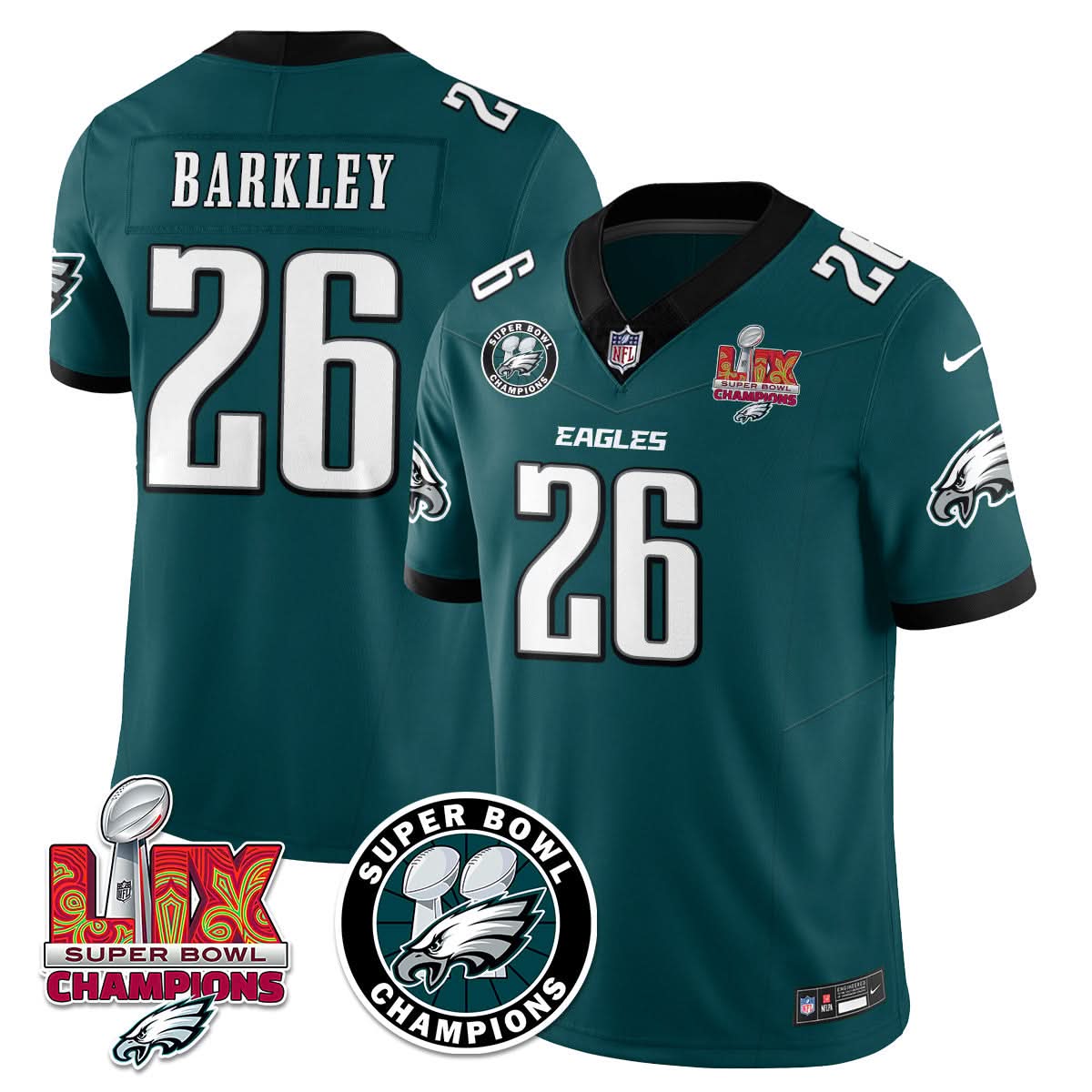 Philadelphia Eagles Super Bowl LIX Champions Jersey - All Stitched