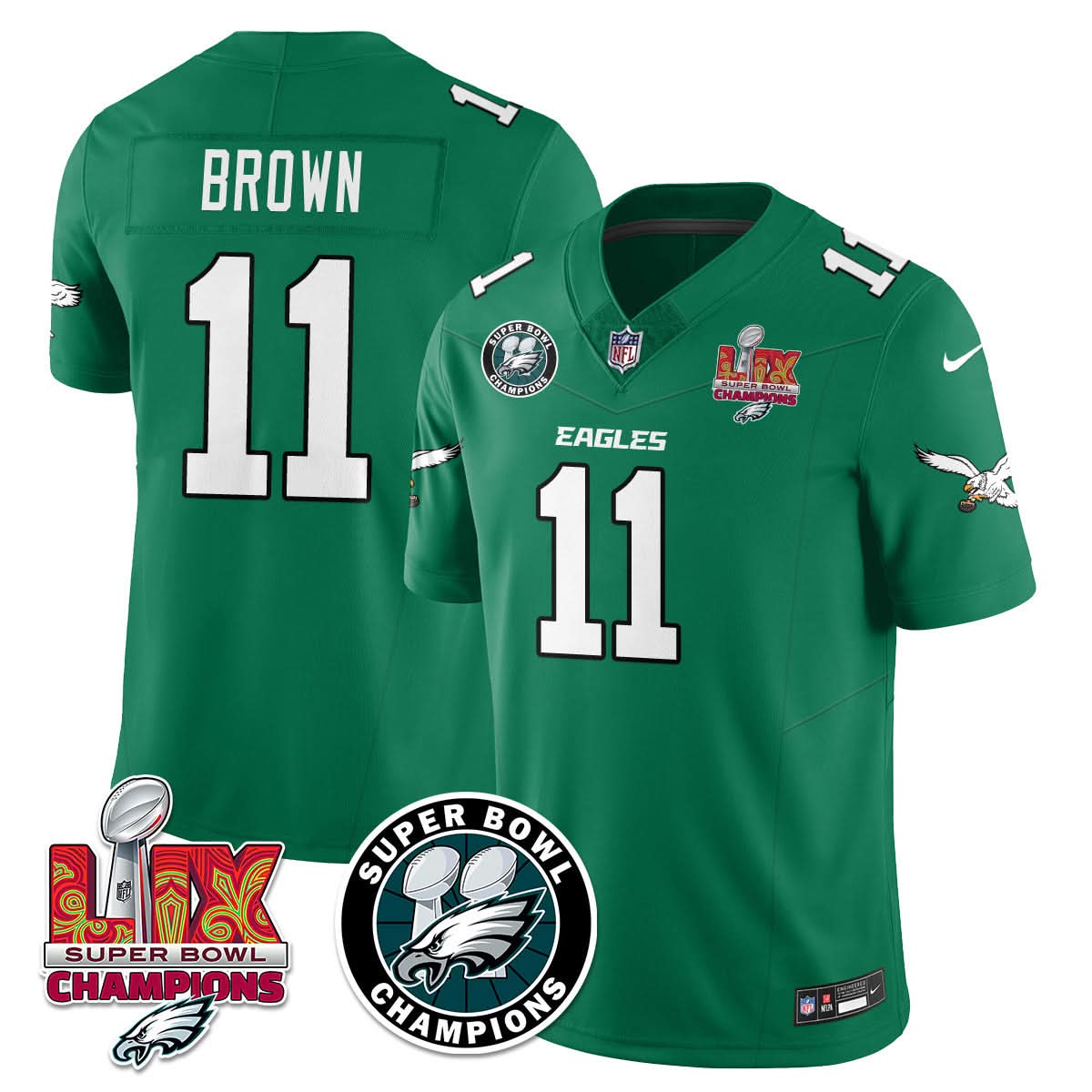 Philadelphia Eagles Super Bowl LIX Champions Jersey - All Stitched