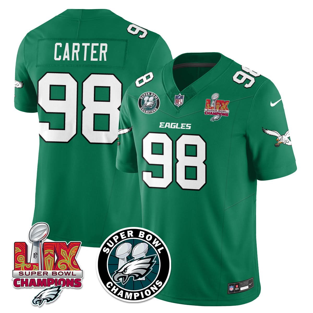 Philadelphia Eagles Super Bowl LIX Champions Jersey - All Stitched