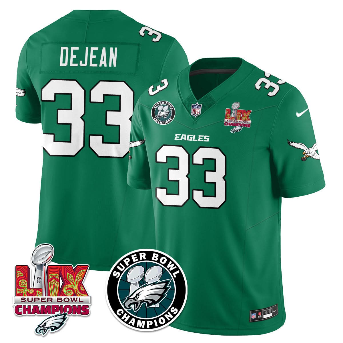 Philadelphia Eagles Super Bowl LIX Champions Jersey - All Stitched