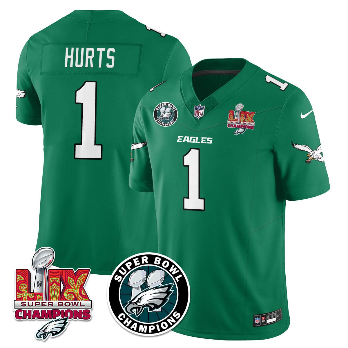Philadelphia Eagles Super Bowl LIX Champions Jersey - All Stitched