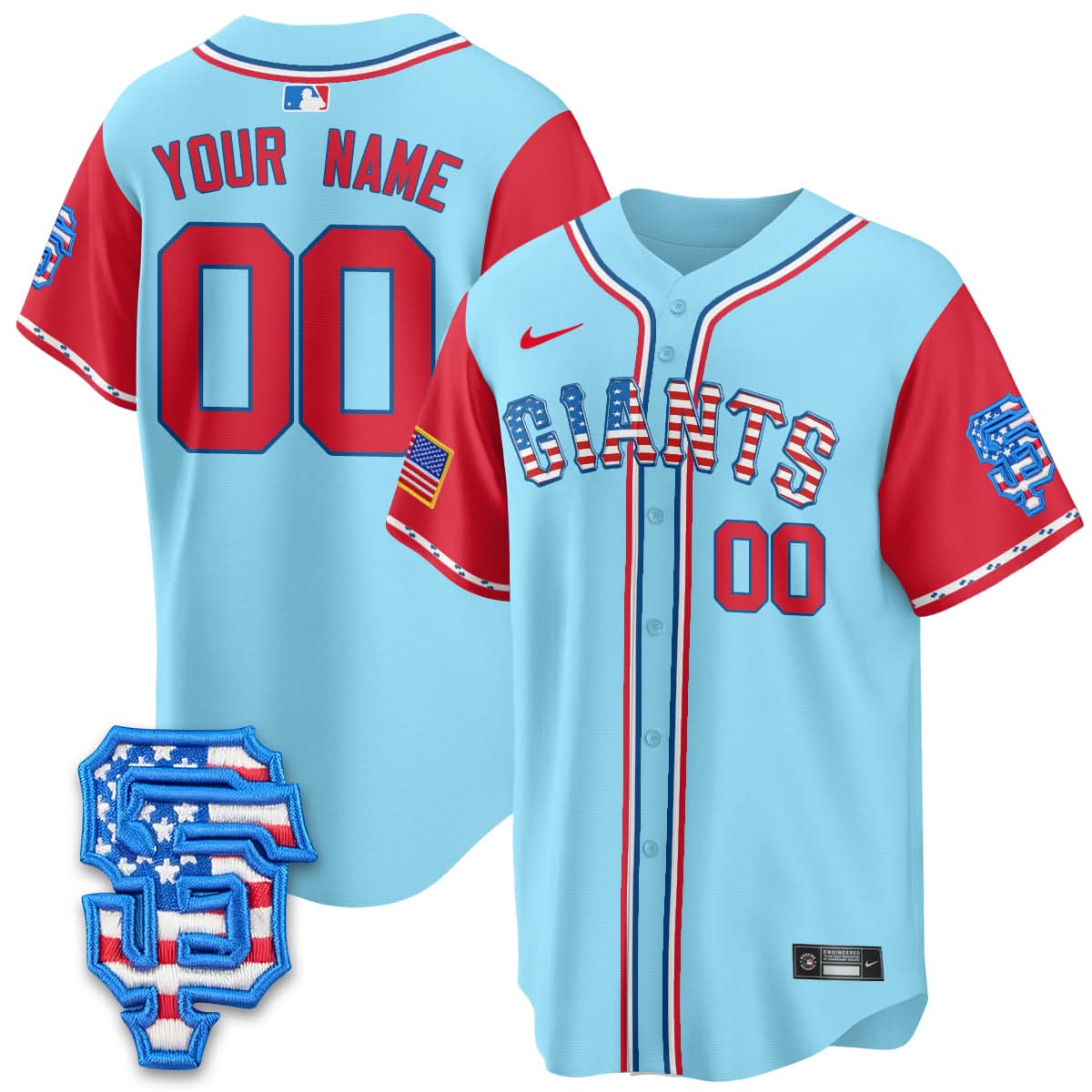 San Francisco Giants 2025 Fourth of July Custom Jersey - All Stitched
